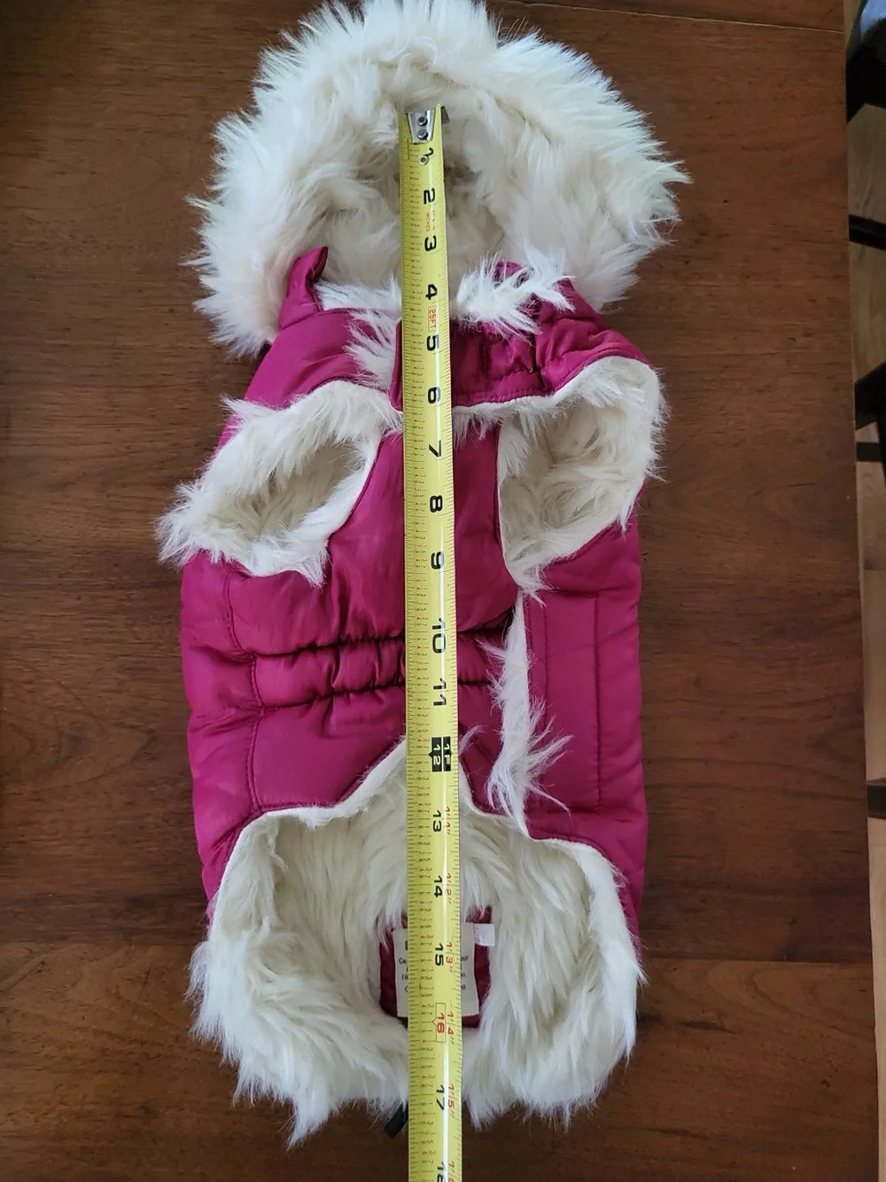 BOBBY Pink Puffer Dog Coat Faux Fur Hood Size S NWOT